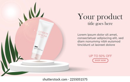  Realistic white 3D cylinder pedestal podium. the scene for the products stage showcase, and promotion display. Vector geometric forms in shadow. Abstract clean studio room design. eps vector.
