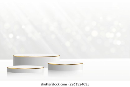 Realistic white 3D podium set 
