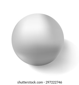 Realistic white 3d sphere on light background. Vector illustration.