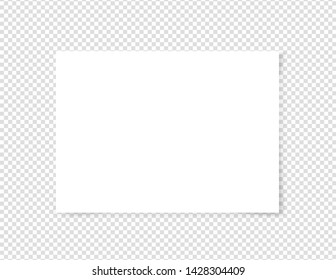 Realistic white A4 paper sheet with shadows isolated on transparent background. Vector illustration
