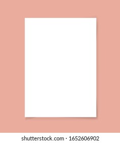 Realistic white A4 paper sheet with shadows isolated on transparent background. Vector illustration