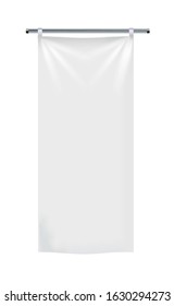 Realistic white advertising textile flags and banners vector . Advertising flag banner and fabric canvas poster for advertising illustration on transparent becgraund. Vector illustration in EPS 10.