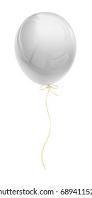 Realistic white air balloon with a rope isolated on a white background. Vector illustration
