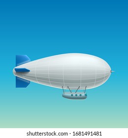 realistic white airship side view