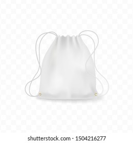 Realistic white backpack mockup, schoolbag, shoes knapsack,  templates. Premium quality illustration for your design.