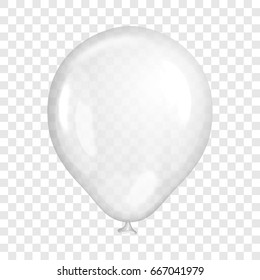 Realistic white balloon, isolated on transparent background. Balloon for birthday party, branding, celebration, festival. Bright glossy balloon. Holiday vector Illustration