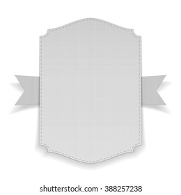 Realistic white Banner on Ribbon. Vector Illustration