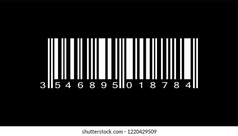 Realistic white Barcode icon on black background. Bar code icon. Eps10