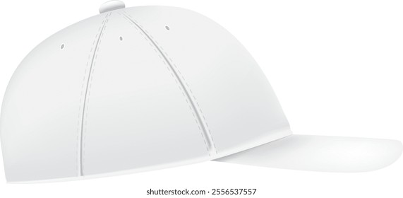 Realistic white baseball cap template featuring front and side views, ideal for displaying designs or logos, set against a clean, isolated white background for effective presentation