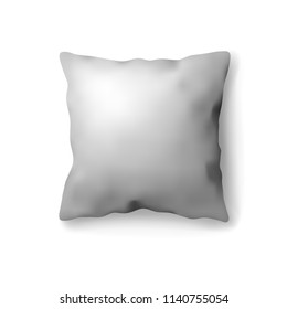 Realistic white bed room rectangle pillow on white isolated background. Vector illustration. Vector mockup design. Photorealistic template. EPS10