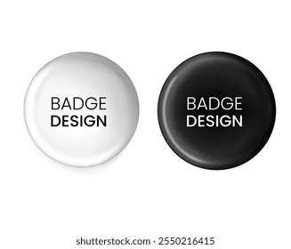 Realistic White Black Badge Set Mockup Template