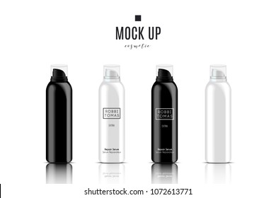 Realistic white and black cosmetic cream container and tube for cream, ointment, toothpaste, lotion Mock up bottle. Gel, powder, balsam, with design label. Soap pump. Containers for bulk mixtures.