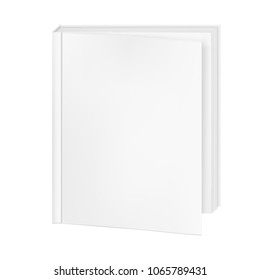 Realistic, white blank book template for design. Mockup on a white background.