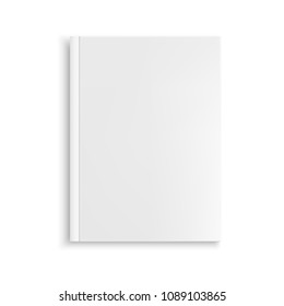 Realistic, white blank book template for design. Mockup on a white ackground.