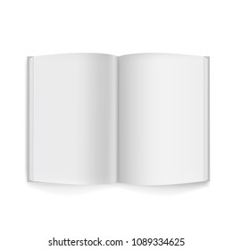Realistic, white blank book template for design. Mockup on a white background.