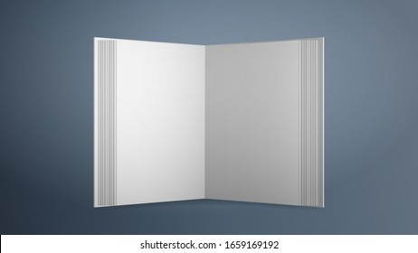 Realistic white blank book. Vector. Open book with empty sheets on a gray background. Good for advertising books.