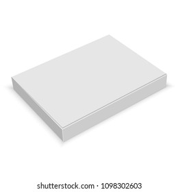 Realistic white blank box for design on white background. Vector illustration
