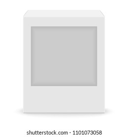 Realistic white blank box for design on white background. Vector illustration