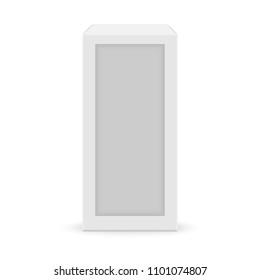 Realistic white blank box for design on white background. Vector illustration