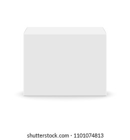 Realistic white blank box for design on white background. Vector illustration