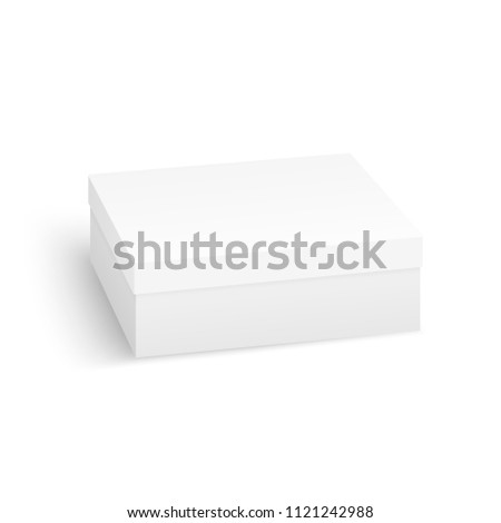 Realistic white blank box isolated on white background. White Product Cardboard Package Box.