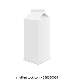 Realistic White Blank Juice, Milk Or Soup Carton Package Template. Vector.