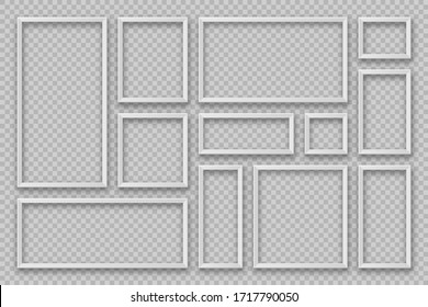 Colección realista de marcos en blanco. Moderna maqueta de afiches. Marco fotográfico vacío. Ilustración vectorial.