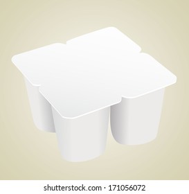 Realistic White blank plastic container for yogurt, jams and other products. Vector illustration