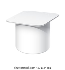 Realistic White blank plastic container for yogurt, jams and other products. Vector illustration