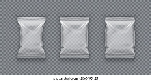 Realistic White Blank Slim And Fat Pouch Pack. EPS10 Vector