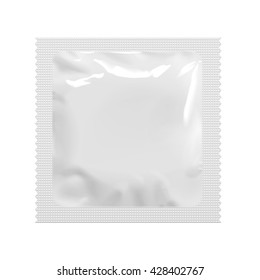 Realistic White Blank template Packaging Foil wet wipes Pouch Medicine Or Condom. Food Packing Coffee, Salt, Sugar, Pepper, Spices, Sweets. Template For Mock up Your Design. vector illustration.