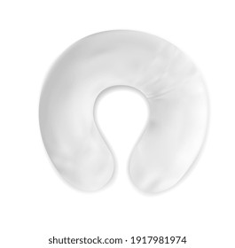 Realistic White Blank Travel Pillow For Neck Isolated Mockup