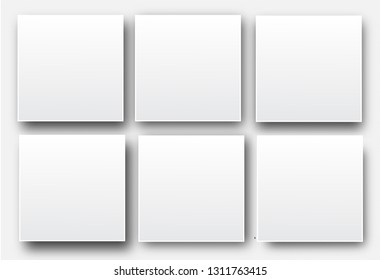Realistic white blank vector posters. Mockups, demonstration boards hanging on wall. Template for showcase, advertisement and other design