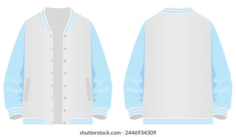 Chaqueta de béisbol blanca y azul realista, Vector