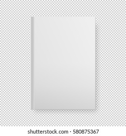 Realistic white book blank cover isolated. Vector mock up.