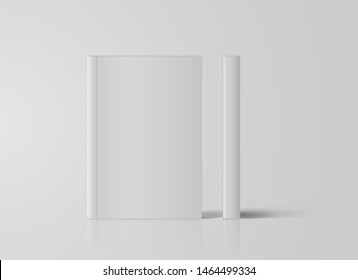 Realistic White Book Mock Up Template Background. Blank Cover Of Magazine. Vector Illustration.