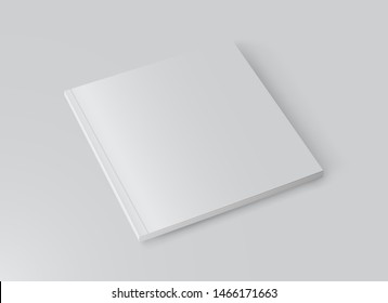 Realistic White Book Mock Up Template Background. Blank Cover Of Magazine. Vector Illustration.