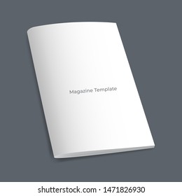 Realistic White Book Mock Up Template Background. Blank Cover Of Magazine. Vector Illustration.