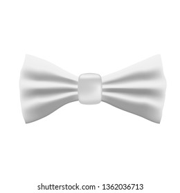 Realistic white bow tie isolated on white