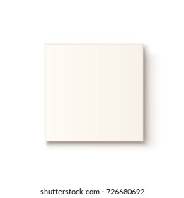 Realistic white box icon isolated on white background, top view. Template for greeting card, brochure or poster. Vector illustration.