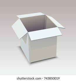 Realistic white box on gray background