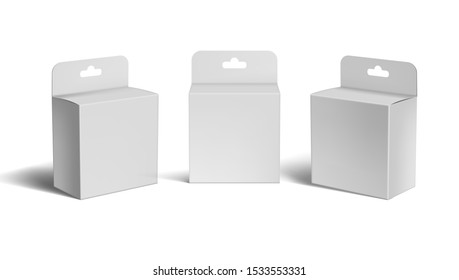 Realistic White Box Packaging. EPS10 Vector