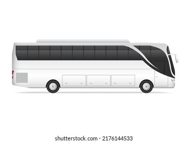 realistic white bus side view isolated on white background