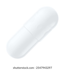 Realistic white capsule with two halves mockup. Vector illustration isolated on white background. Can be used for medical, cosmetic and sport nutrition. EPS10.