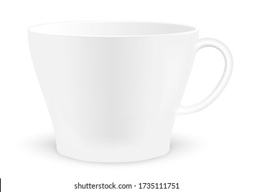 realistic white ceramic cup or coffee mugs isolated on white background. vector illustration for design