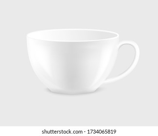 realistic white ceramic cup isolated on white background. vector illustration for design