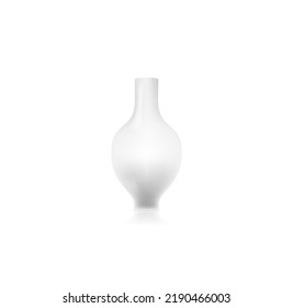 Realistic white ceramic vase isolated on white background. Flowers bowl template for mockup, interior design. Home decoration equipment in modern style. Vector illustration