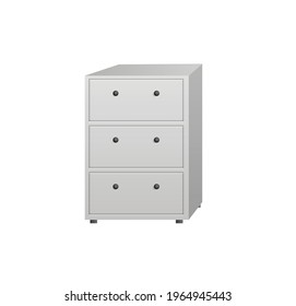 Realistic white chest of drawers vector illustration
