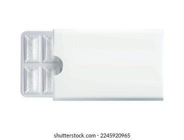Realistic white chewing gum pads in blister packaging vector illustration
