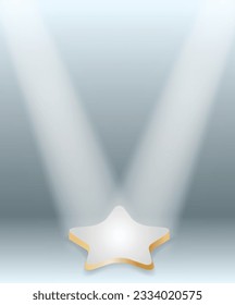 realistic white circular podium with glowing spotlight isolated or round podium with spot lightning. eps vector